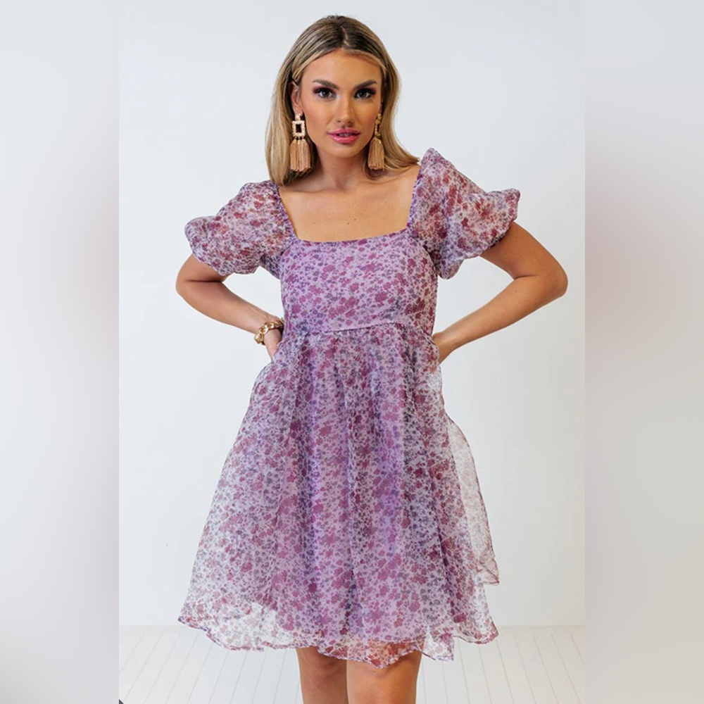Sweet Stolen Moments Floral Babydoll Dress in Heirloom Lilac - Picture 1 of 10
